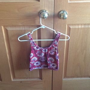 Red Flowered Crop Top